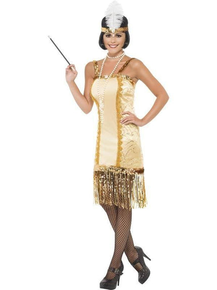 Feestbazaar Charleston flapper kostuum goud