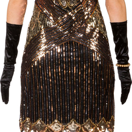 Feestbazaar Charleston Jurk Clara 20's Zwart/Goud