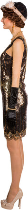 Feestbazaar Charleston Jurk Clara 20's Zwart/Goud