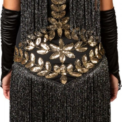 Feestbazaar Charleston jurk Zwart met lange Franjes Isabella