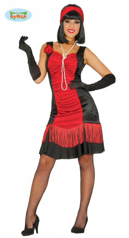 Feestbazaar Charleston kostuum vrouw rood