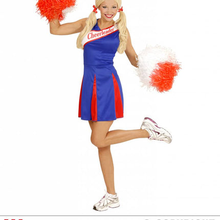 Feestbazaar Cheerleader jurkje blauw/rood