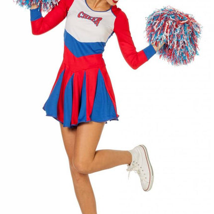 Feestbazaar Cheerleader jurkje vrouw rood-wit-blauw