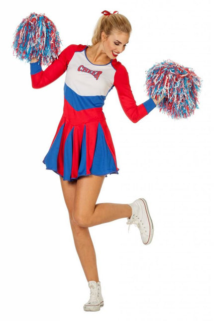 Feestbazaar Cheerleader jurkje vrouw rood-wit-blauw