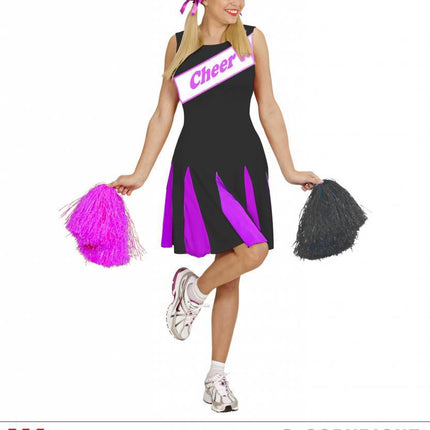 Feestbazaar Cheerleader jurkje zwart/roze