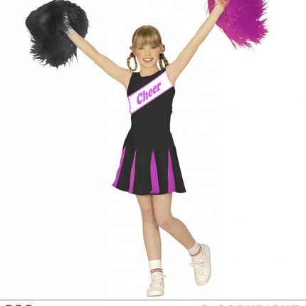 Feestbazaar Cheerleader kind zwart/roze