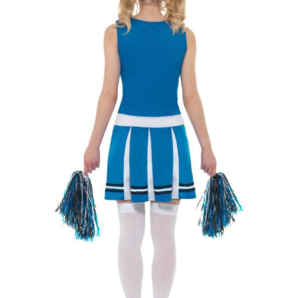 Feestbazaar Cheerleader kostuum blauw met pompoms