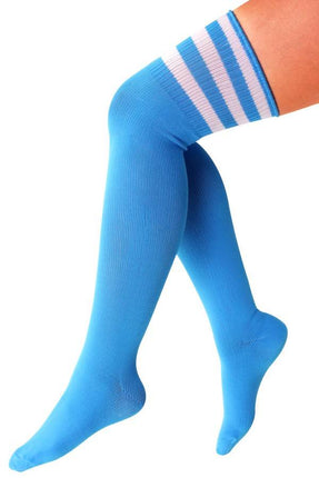 Feestbazaar Cheerleader kousen turquoise/wit