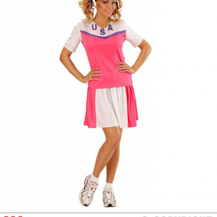 Feestbazaar Cheerleader pakje dames roze/wit