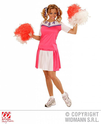Feestbazaar Cheerleader pakje dames roze/wit