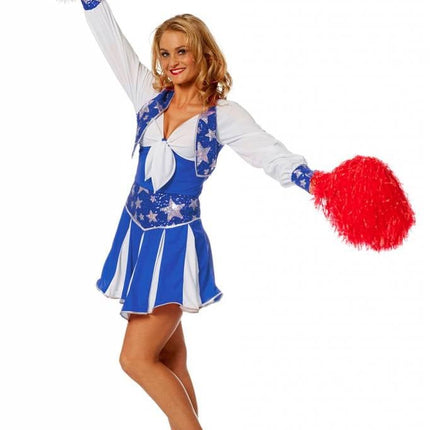 Feestbazaar Cheerleader pakje luxe blauw