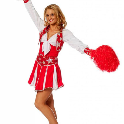 Feestbazaar Cheerleader pakje luxe rood
