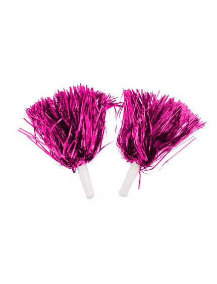 Feestbazaar Cheerleader Pom Poms Metallic Pink