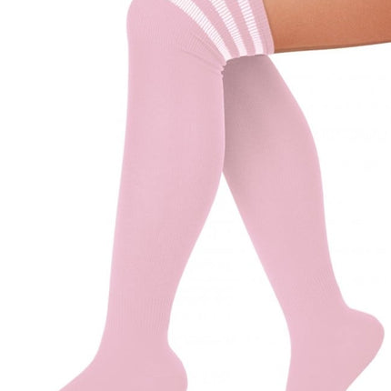 Feestbazaar Cheerleader sokken baby roze /wit