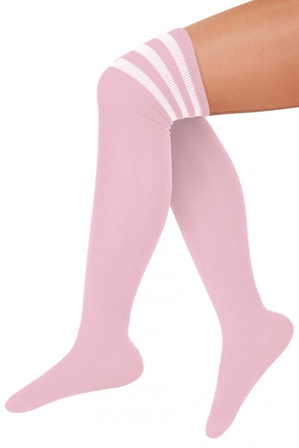 Feestbazaar Cheerleader sokken baby roze /wit