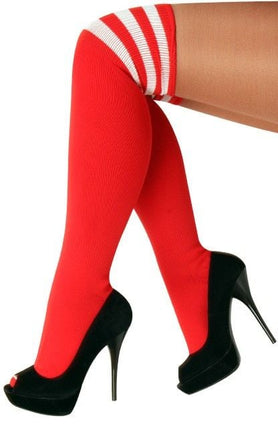 Feestbazaar Cheerleader sokken rood/wit