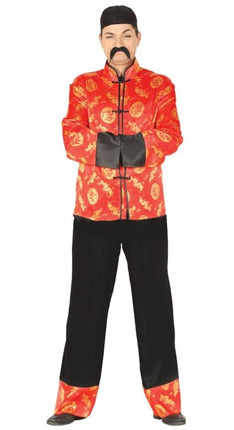 Feestbazaar Chinees pak man rood
