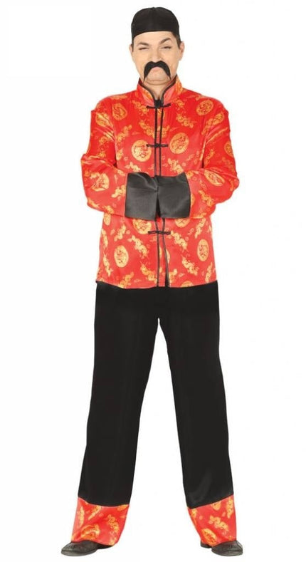 Feestbazaar Chinees pak man rood