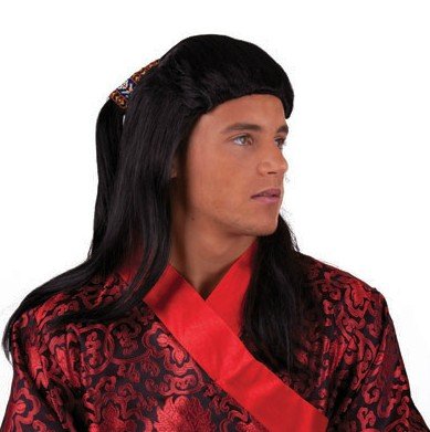 Feestbazaar Chinese pruik met vlechten
