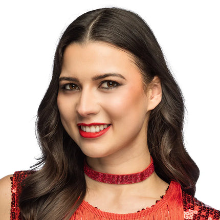 Feestbazaar Choker Glitter Rood