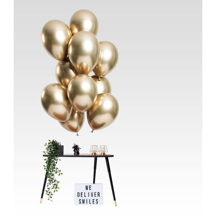 Feestbazaar Chrome ballonnen 33cm Spiegeleffect Goud Premium - 12 Stuks