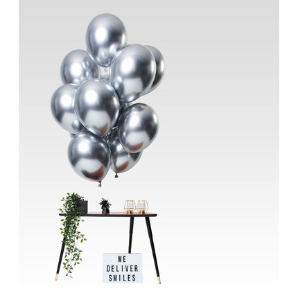 Feestbazaar Chrome ballonnen 33cm Spiegeleffect Zilver Premium - 12 Stuks