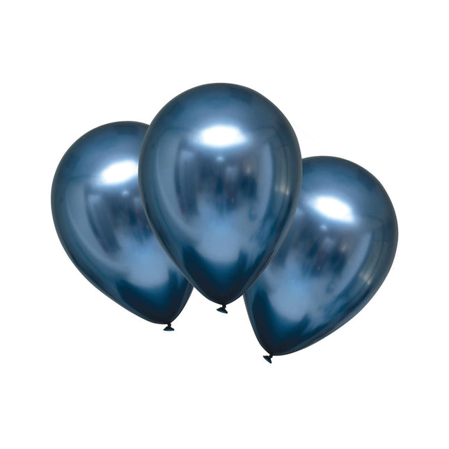 Feestbazaar Chrome Ballonnen Azuur Blauw Luxe - 6 Stuks
