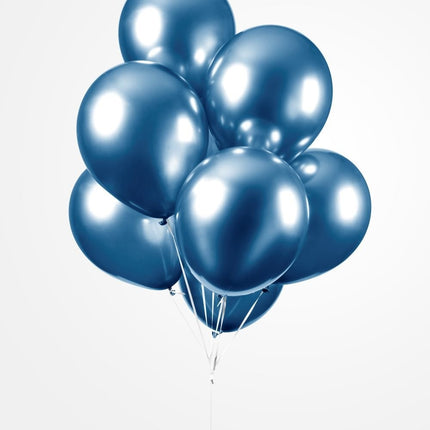 Feestbazaar Chrome Ballonnen Blauw 30cm (10st)