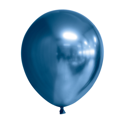 Feestbazaar Chrome Ballonnen Blauw 30cm (10st)