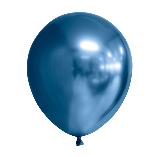 Feestbazaar Chrome Ballonnen Blauw 30cm (10st)