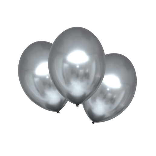 Feestbazaar Chrome Ballonnen Platinum Zilver Luxe - 6 Stuks