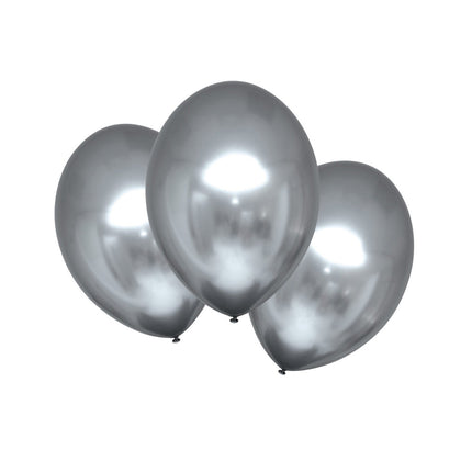 Feestbazaar Chrome Ballonnen Platinum Zilver Luxe - 6 Stuks