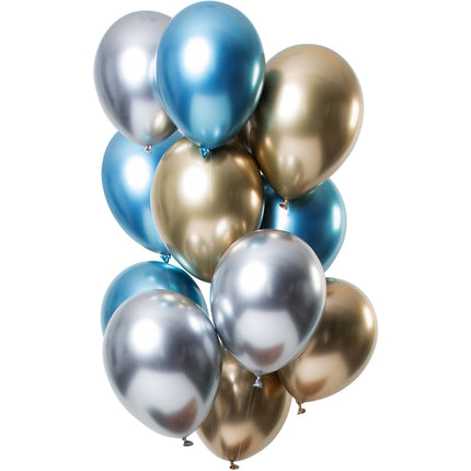 Feestbazaar Chrome Ballonnen Sapphire Premium 33cm - 12 Stuks