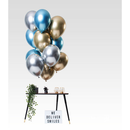 Feestbazaar Chrome Ballonnen Sapphire Premium 33cm - 12 Stuks
