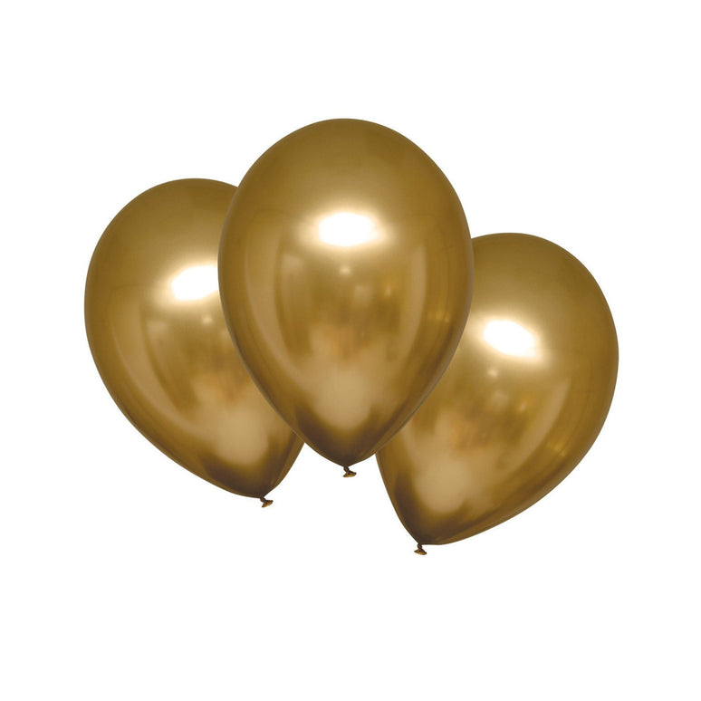 Feestbazaar Chrome Ballonnen Satijn Goud Luxe - 6 Stuks