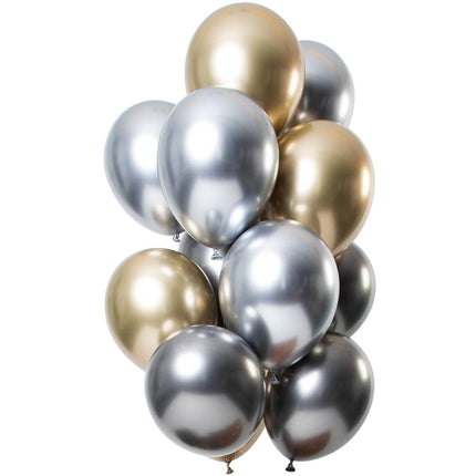 Feestbazaar Chrome Ballonnen Set Onyx Premium 33cm - 12 Stuks