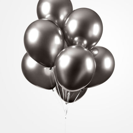 Feestbazaar Chrome Ballonnen Space Grijs 30cm (10st)