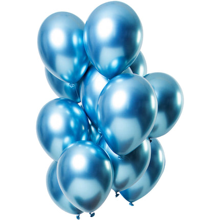 Feestbazaar Chrome ballonnen Spiegeleffect Blauw Premium 33cm - 12st