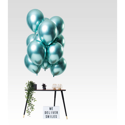Feestbazaar Chrome ballonnen Spiegeleffect Groen Premium 33cm - 12st