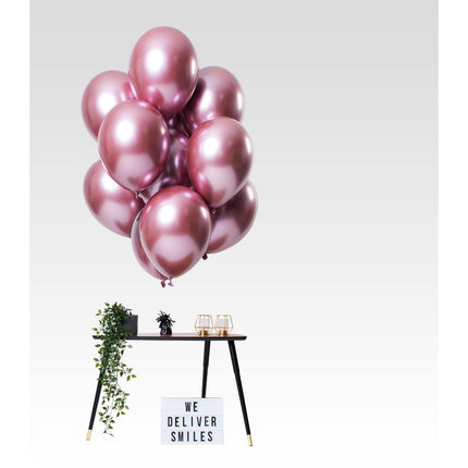 Feestbazaar Chrome ballonnen Spiegeleffect Roze Premium 33cm - 12st
