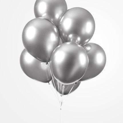 Feestbazaar Chrome Ballonnen Zilver 30cm (10st)