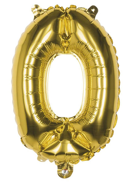 Feestbazaar Cijfer ballon '0' folie goud 36cm