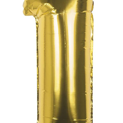 Feestbazaar Cijfer ballon '1' folie goud 36cm