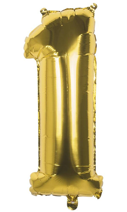 Feestbazaar Cijfer ballon '1' folie goud 36cm