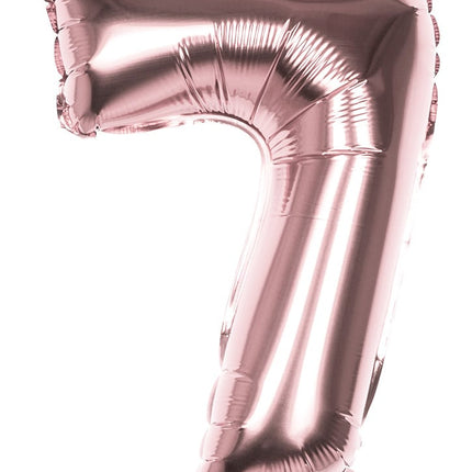 Feestbazaar Cijfer Ballon '7' Folie Rosé Goud 36cm