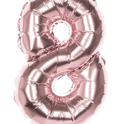 Feestbazaar Cijfer Ballon '8' Folie Rosé Goud 36cm