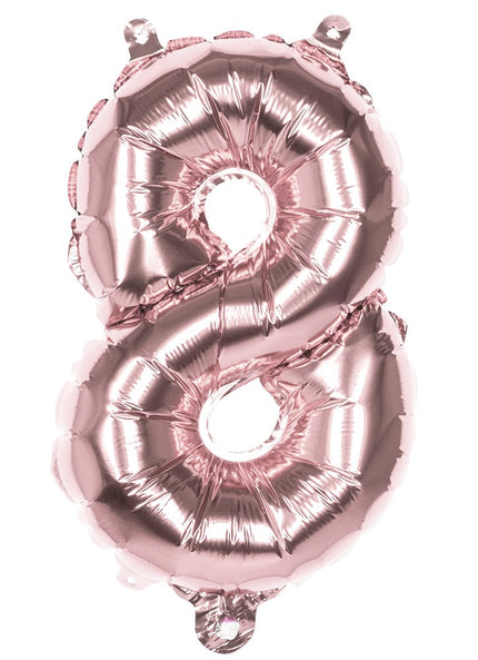 Feestbazaar Cijfer Ballon '8' Folie Rosé Goud 36cm