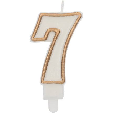 Feestbazaar Cijferkaars '7' Wit Goud Chique (9cm)