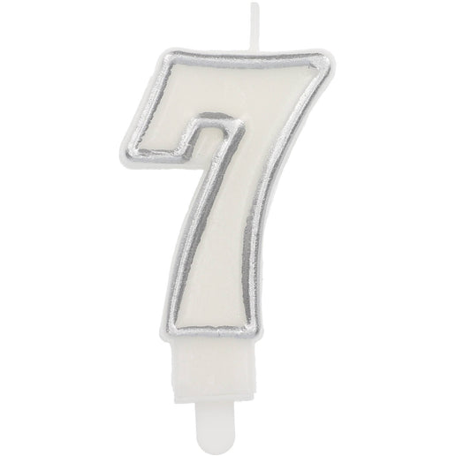 Feestbazaar Cijferkaars '7' Wit Zilver Chique 9cm