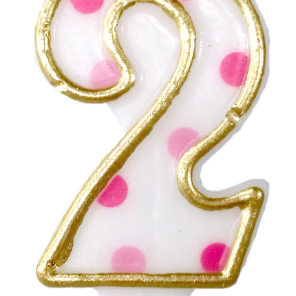 Feestbazaar Cijferkaars roze '2' gespikkeld